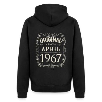 Vintage - Original since April 1967 Geburtstag - Unisex Premium Bio Zip Hoodie - Schwarz - Hinten - Nico (187cm)