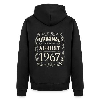 Vintage - Original since August 1967 Geburtstag - Unisex Premium Bio Zip Hoodie - Schwarz - Hinten - Nico (187cm)