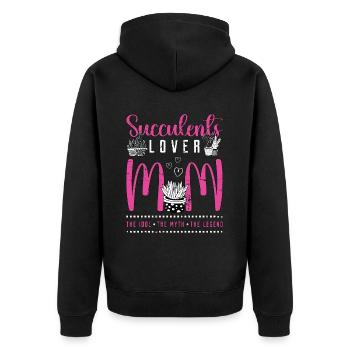 Succulents Lover Mom The Idol The Myth Botanical - Unisex Premium Bio Zip Hoodie - Schwarz - Hinten - Nico (187cm)
