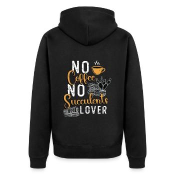 Succulents Lover No Coffee Gardener Coffee Lover - Unisex Premium Bio Zip Hoodie - Schwarz - Hinten - Nico (187cm)
