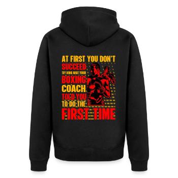 Boxing - Unisex Premium Organic Zip Hoodie - black - Back - Nico (187cm)