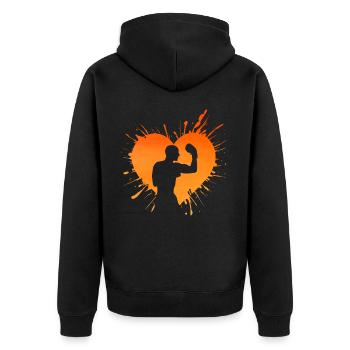 Boxing - Unisex Premium Organic Zip Hoodie - black - Back - Nico (187cm)