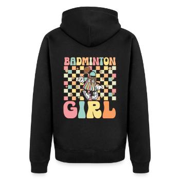 Badminton Fille Groovy Joueur - Veste à capuche bio Premium Unisexe - noir - Dos - Nico (187cm)