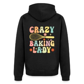Crazy Baking Lady Groovy Baking Girl Chef Boulanger - Veste à capuche bio Premium Unisexe - noir - Dos - Nico (187cm)