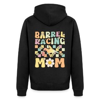 Barrel Racing Mom Groovy Weibliche Barrel Racer Ro - Unisex Premium Bio Zip Hoodie - Schwarz - Hinten - Nico (187cm)