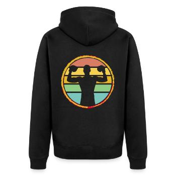 Boxen - Unisex Premium Bio Zip Hoodie - Schwarz - Hinten - Nico (187cm)