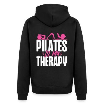 Pilates Instructor Teacher Pilates - Unisex Premium Bio Zip Hoodie - Schwarz - Hinten - Nico (187cm)