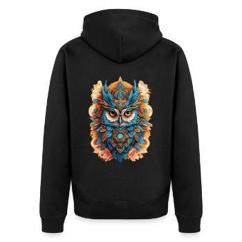 Hibou spirituel Mandala Animal Dream Catcher Design - Veste à capuche bio Premium Unisexe - noir - Dos - Nico (187cm)