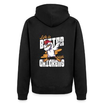 Dabbing Hahn Dab Huhn Tanzen Tanz Dabben Geschenk - Unisex Premium Bio Zip Hoodie - Schwarz - Hinten - Nico (187cm)