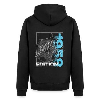 Limited Edition 1958 Limited Edition Fußball - Unisex Premium Bio Zip Hoodie - Schwarz - Hinten - Nico (187cm)