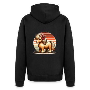 Shetland Pony Reiter - Unisex Premium Bio Zip Hoodie - Schwarz - Hinten - Nico (187cm)
