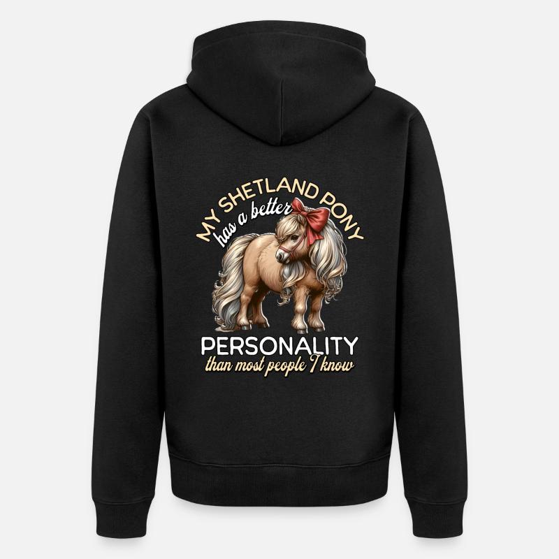 Cavalier de poney Shetland - Veste à capuche bio Premium Unisexe - noir
