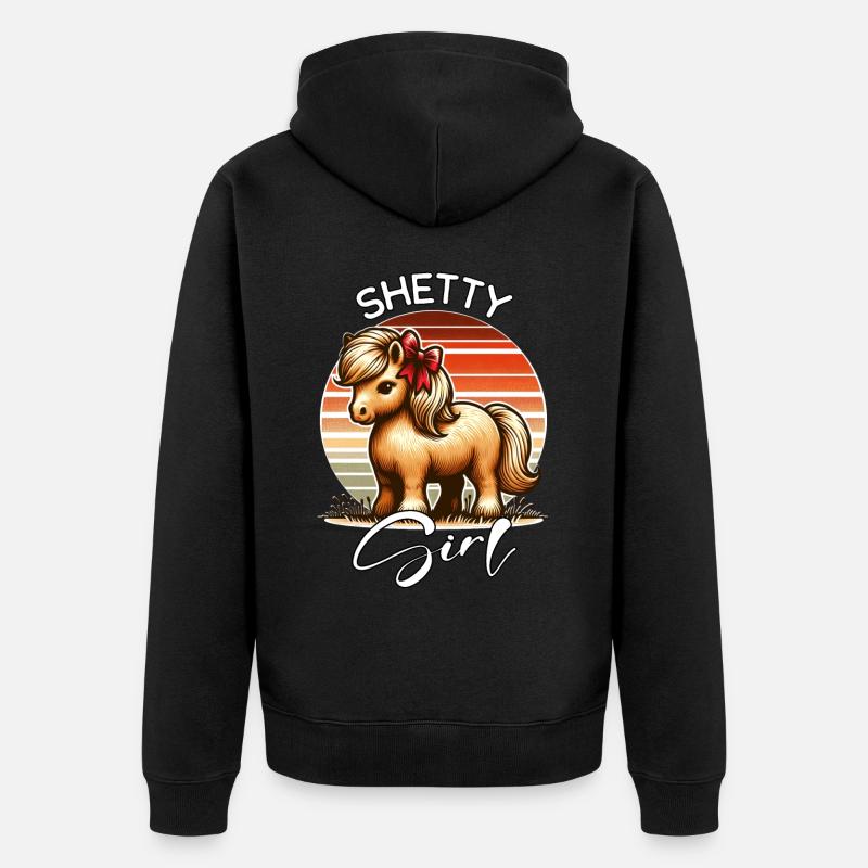 Cadeau de poney Shetland - Veste à capuche bio Premium Unisexe - noir