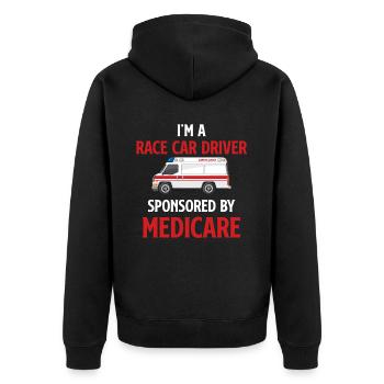 Je suis un pilote de course financé par Medicare - Veste à capuche bio Premium Unisexe - noir - Dos - Nico (187cm)