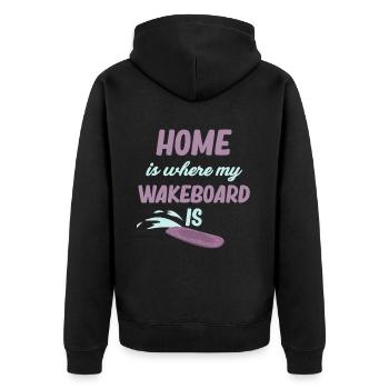 Zuhause Ist, Wo Mein Wakeboard Ist Waves - Unisex Premium Bio Zip Hoodie - Schwarz - Hinten - Nico (187cm)
