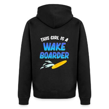 Dieses Mädchen Ist Eine Wakeboarderin, Die - Unisex Premium Bio Zip Hoodie - Schwarz - Hinten - Nico (187cm)