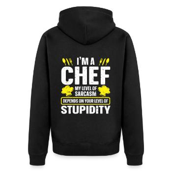 Chef Chef de cuisine - Veste à capuche bio Premium Unisexe - noir - Dos - Nico (187cm)