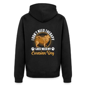 Brauche nur Eurasier Eurasian Spitz - Unisex Premium Bio Zip Hoodie - Schwarz - Hinten - Nico (187cm)