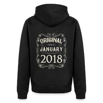Vintage - Original since January 2018 birthday - Unisex Premium Organic Zip Hoodie - black - Back - Nico (187cm)