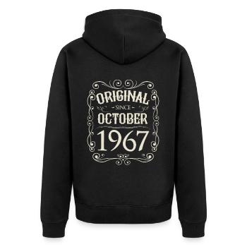 Vintage - Original since Oktober 1967 Geburtstag - Unisex Premium Bio Zip Hoodie - Schwarz - Hinten - Nico (187cm)