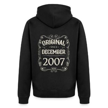 Vintage - Original depuis l'anniversaire de décembre 2007 - Veste à capuche bio Premium Unisexe - noir - Dos - Nico (187cm)