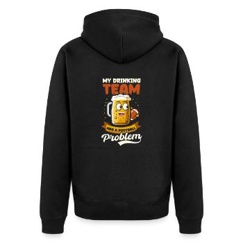 Fußballliebhaber Mein Team Fußballproblem - Unisex Premium Bio Zip Hoodie - Schwarz - Hinten - Nico (187cm)