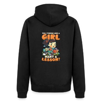 Basketball Osterwurf wie Mädchen Ostern - Unisex Premium Bio Zip Hoodie - Schwarz - Hinten - Nico (187cm)
