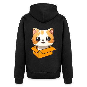 Katze In Box Retro Süße Katzenliebhaber Lustig - Unisex Premium Bio Zip Hoodie - Schwarz - Hinten - Nico (187cm)