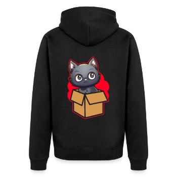 Katze In Box Retro Süße Katzenliebhaber Lustig - Unisex Premium Bio Zip Hoodie - Schwarz - Hinten - Nico (187cm)