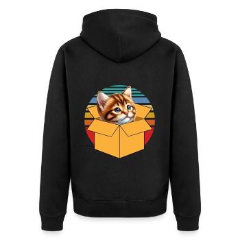 Katze In Box Retro Süße Katzenliebhaber Lustig - Unisex Premium Bio Zip Hoodie - Schwarz - Hinten - Nico (187cm)