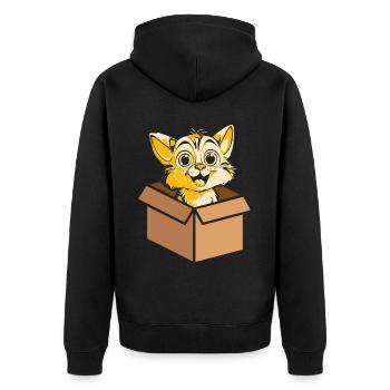 Katze In Box Retro Süße Katzenliebhaber Lustig - Unisex Premium Bio Zip Hoodie - Schwarz - Hinten - Nico (187cm)