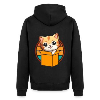 Katze In Box Retro Süße Katzenliebhaber Lustig - Unisex Premium Bio Zip Hoodie - Schwarz - Hinten - Nico (187cm)
