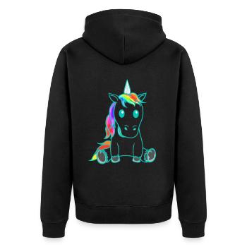 Unicorn Mythical Creature Colorful Retro Vintage 80s - Unisex Premium Organic Zip Hoodie - black - Back - Nico (187cm)