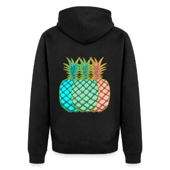 Pineapple Vintage Fruit Fruits - Unisex Premium Organic Zip Hoodie - black - Back - Nico (187cm)