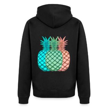 Ananas Retro Vintage 80er Old school Frücht - Unisex Premium Bio Zip Hoodie - Schwarz - Hinten - Nico (187cm)