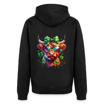St Paddys St Patricksday St Patrick Day - Unisex Premium Bio Zip Hoodie - Schwarz - Hinten - Nico (187cm)