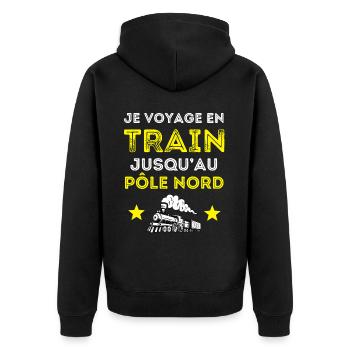 Je voyage en train jusqu'au pôle nord - Veste à capuche bio Premium Unisexe - noir - Dos - Nico (187cm)