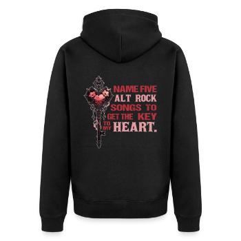 Emo Valentine Heart Key Gothic Alternative Rock Lo - Unisex Premium Bio Zip Hoodie - Schwarz - Hinten - Nico (187cm)