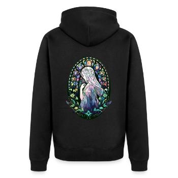 Stained Glass Anime Girl Japanese Fantasy Manga - Unisex Premium Bio Zip Hoodie - Schwarz - Hinten - Nico (187cm)