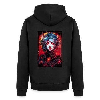 Cyber Goth Gothcore Anime Stained Glass Artist - Unisex Premium Bio Zip Hoodie - Schwarz - Hinten - Nico (187cm)