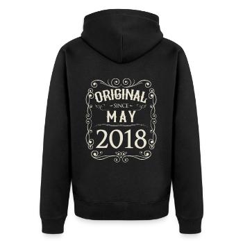Vintage - Original depuis l'anniversaire de mai 2018 - Veste à capuche bio Premium Unisexe - noir - Dos - Nico (187cm)