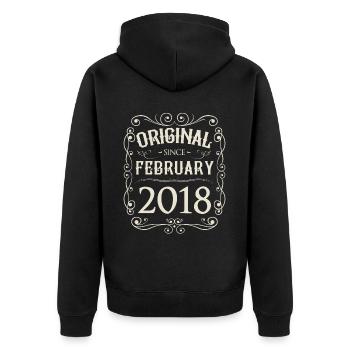 Vintage - Original since February 2018 birthday - Unisex Premium Organic Zip Hoodie - black - Back - Nico (187cm)