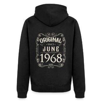 Vintage - Original depuis l'anniversaire de juin 1968 - Veste à capuche bio Premium Unisexe - noir - Dos - Nico (187cm)