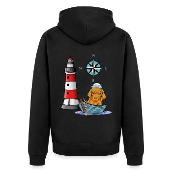 Chien des Maritimes Rose des vents boussole phare marin - Veste à capuche bio Premium Unisexe - noir - Dos - Nico (187cm)