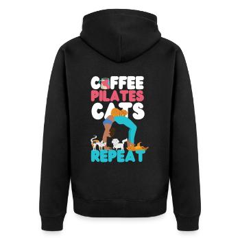 Instructeur de Pilates Professeur Café - Veste à capuche bio Premium Unisexe - noir - Dos - Nico (187cm)