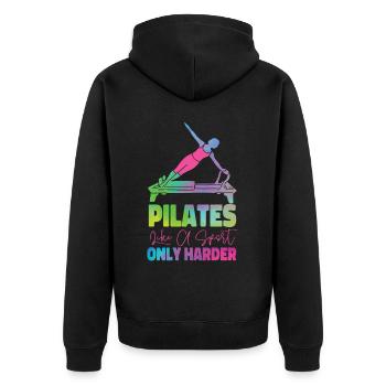 Pilates Instructor Teacher - Unisex Premium Bio Zip Hoodie - Schwarz - Hinten - Nico (187cm)