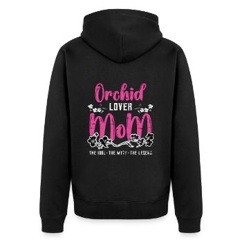 Amant d’orchidées maman l’idole le mythe jardinage - Veste à capuche bio Premium Unisexe - noir - Dos - Nico (187cm)