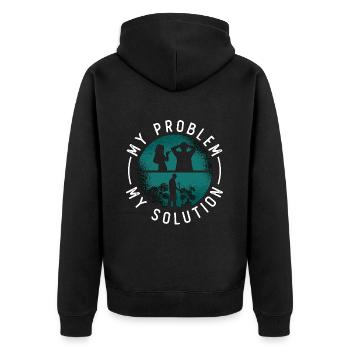 Monster Lover My Problem My Pictogram Dad Mom - Unisex Premium Bio Zip Hoodie - Schwarz - Hinten - Nico (187cm)