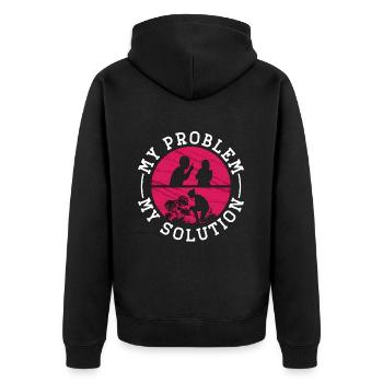 Monster Lover My Problem My Pictogram Mom Dad - Unisex Premium Bio Zip Hoodie - Schwarz - Hinten - Nico (187cm)