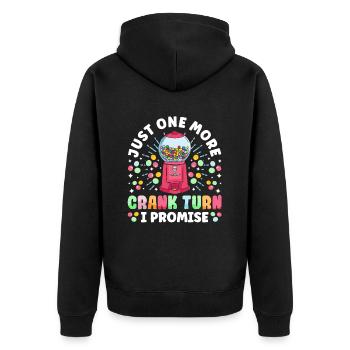 Lustiger Kaugummiautomat - Unisex Premium Bio Zip Hoodie - Schwarz - Hinten - Nico (187cm)